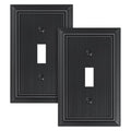 2-Pack Beadboard Bamboo Fiber Single Toggle Light Switch Cover Plate - color: Black, size: 1 Toggle 2PK