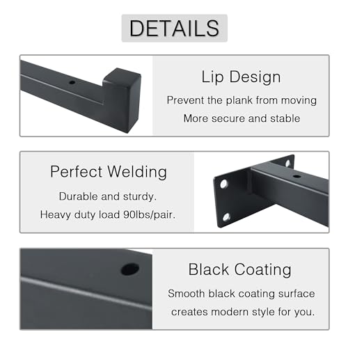 OVOV 6 Pack 12 Inch Black Shelf Brackets with Lip Wall Shelf Brackets - color: Black, size: 12 Inch