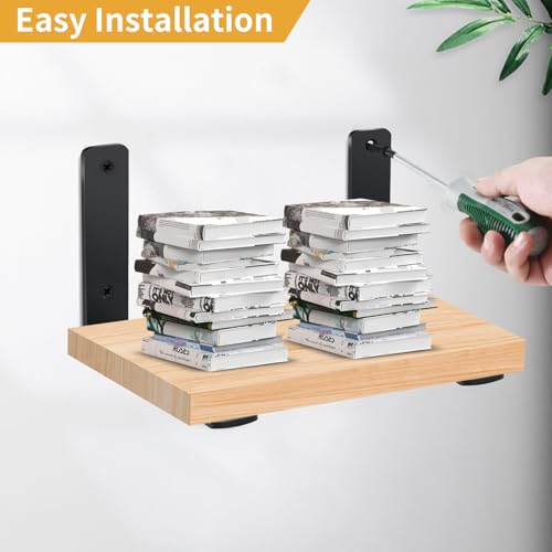 6 Pack - L 10" x H 6" x W1.5, 5mm Thick Black L Shelf Bracket, Iron Shelf Brackets, Metal Shelf Brackets, Floating Shelf, Shelf Supports with Screws - size: 10''x6'', style: Black 6 Pack