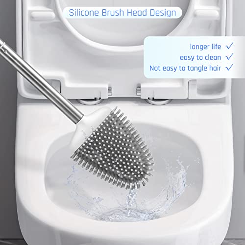 Sellemer Silicone Toilet Brush, Ventilation Slots Base Holder 1 Pack, White - color: White-1pcs