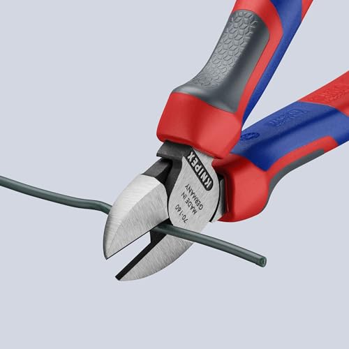 KNIPEX 70 02 160 Comfort Grip Diagonal Cutters - color: Multi-component Grips, Blue/Red, style: atramentized