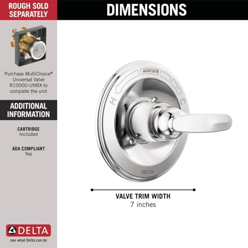 Delta Foundations 13 Series Single-Function Valve Trim Kit, Chrome Handle Set for Shower Faucet System, Chrome BT13010 (Valve Not Included) - color: Chrome