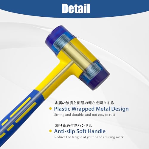 Rubber Mallet,KAIHAOWIN Small Mallet Hammer, Double-Faced Soft Mallet with Ergonomic Shaped Plastic Handle and Anti-Slip Coating for Jewelry, Leather Crafts, Woodworking 30mm - size: 30mm Anti-Shock/Slip Hammer