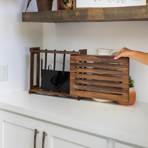 WiFi Router Storage Cabinet Router Box Hider WiFi Box Hider Shelf Cover - color: Dark Oak