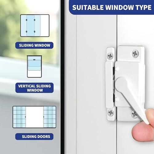 10 Pack Sliding Window Sash Locks White Cam Sash Lock, Window Latch Replacement Sash Locks for Vertical & Horizontal, Window Locks for Double Hung Windows