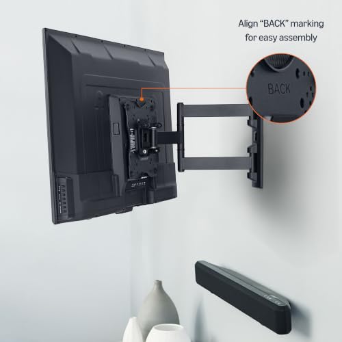 Amazon Basics Full Motion Articulating TV Wall Mount, with Swivel and Tilt, for 26" to 55" TVs and Flat Panels up to 80 Lbs, VESA Compatible, Single Stud, Black - size: 26" to 55", style: Full Motion Articulating