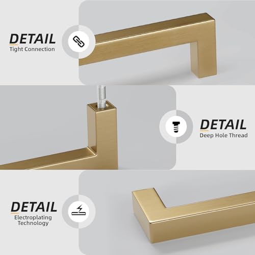 Goldenwarm 25 Pack 6-1/4 Inch Champagne Bronze Cabinet Pulls Square Handles - color: Champagne Bronze, size: 6-1/4in Hole Centers