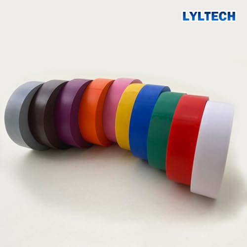 LYLTECH Matte Rainbow Electrical Tape 3/4 Inch x 60 Ft x 10 Colors