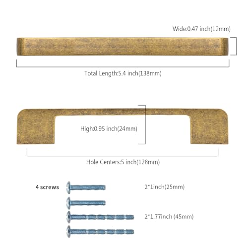 2328 10 Pack 5 Inch(128mm) Kitchen Cabinet Handles Antique Brass Cabinet Pulls Kitchen Cabinet Hardware Drawer Pulls for Cupboard Wardrobe - color: Antique Brass, size: 5"/128MM Hole Center
