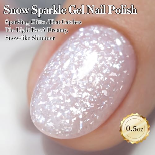 Double Rhythm 15ML Glitter Gel Polish Shimmer Reflective Holographic Color Magnetic for Nail Art Salon DIY at Home (Snow Glitter-B1211) - color: Milky Snow