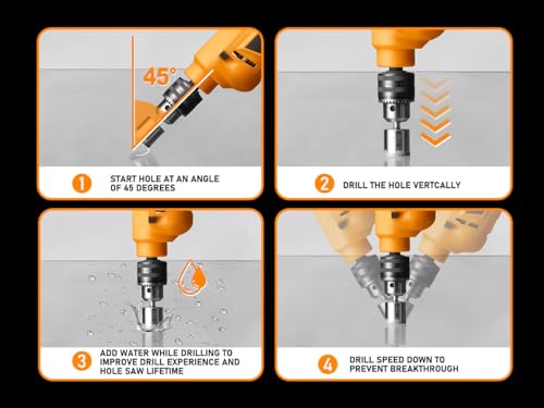 KATA 10PCS Diamond Drill Bit Set for Glass, Tile, Ceramic, Marble, Granite - color: 10 PCS Diamond Hole Saw Kit