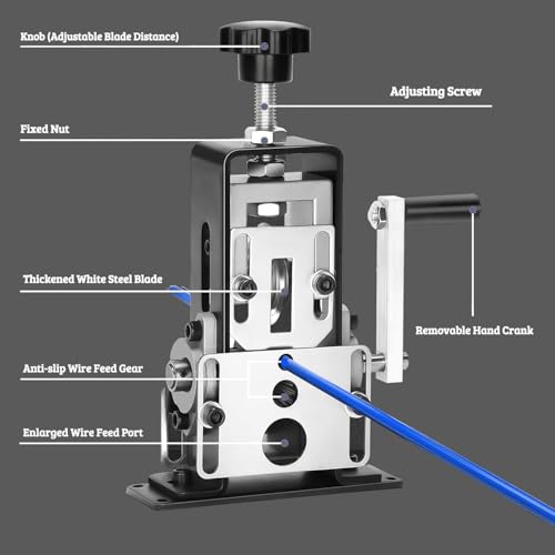 Manual Wire Stripping Machine Copper Wire Stripper Tool, Drill Powered & Hand Crank Dual Drive Wire Peeler with Tungsten Steel Blade, Adjustable Scrap Wire Stripper for Copper Recycling