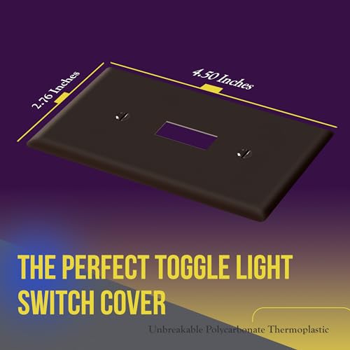ENERLITES Toggle Light Switch Wall Plate, Gloss Finish, Standard Size 1-Gang 4.50" x 2.76", Unbreakable Polycarbonate Thermoplastic, 8811-BR-10PCS, Brown (10 Pack) - color: Brown, size: 10 Pack