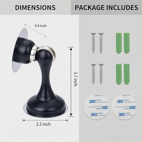 Magnetic Door Stopper 2 Pack, Multi-Angle Wall Guard, Matte Black - color: Matte Black