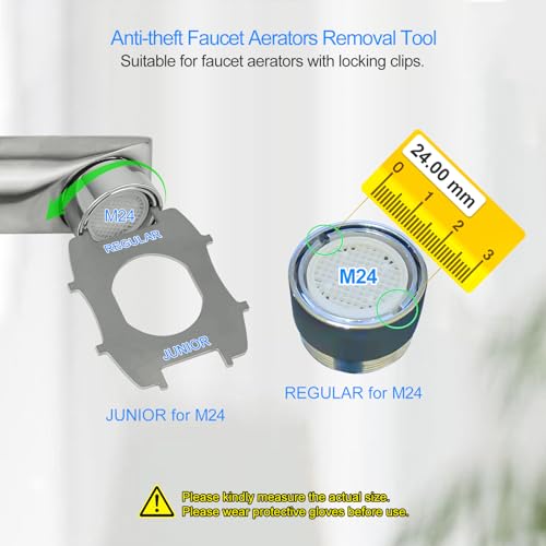 Upgraded Portable 5-in-1 Faucet Aerator Removal Tool, 304 Stainless Steel Mini Aerator Key Wrench for Sink Faucets Aerators, Fits Regular Size (Quarter), Junior Size (Nickel)