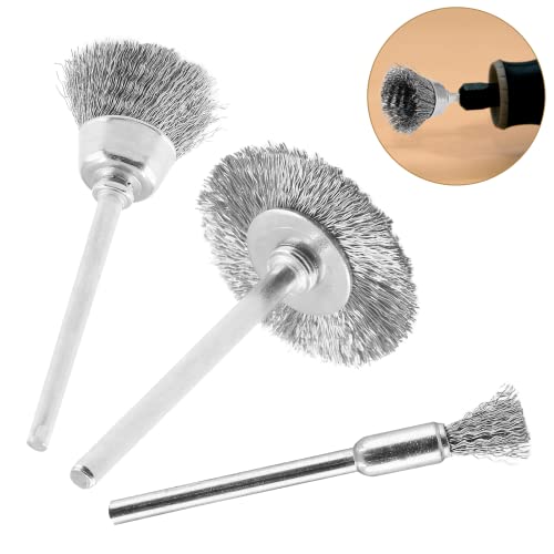 45 Pack Wire Wheel Brush Set, 1/8 Inch Shank Stainless Steel Brush Kit Rotary Buffing Brush Wheel, Rust Removal Tool Set, Wire Pen Brush + Bowl-Shape Brushes + T-Shape Brushes