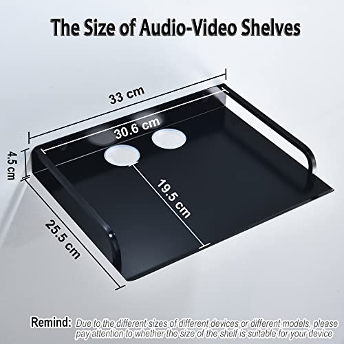 HNVNER Black Floating Media Shelf for Router Streaming TV Box, 12x10 Inch - color: 1 Layer-large-1pcs