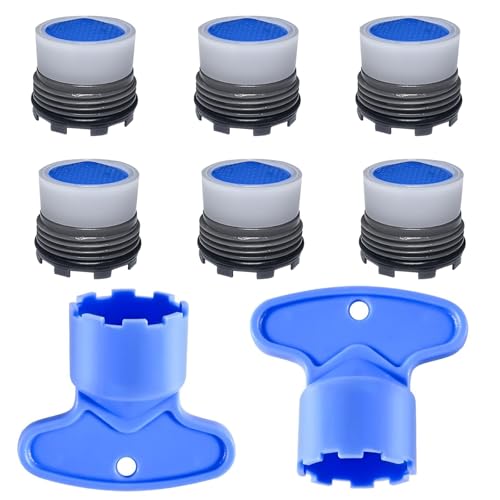 Faucet Aerator M16.5, 6PCS Aerator Replacement for Sink Faucet Flow Restrictor, Kitchen Bathroom Sink Aerators with Key Removal Wrench Tool, 16.5mm/0.65inch