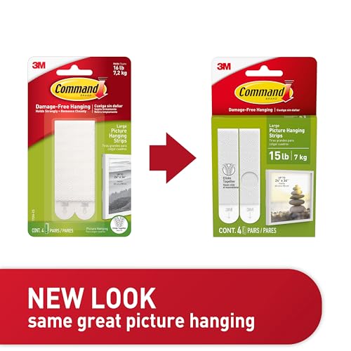 Command Large (15 lb) Picture Hanging Strips, 4 Pairs (8 Strips) - size: Large, style: 4 Pairs