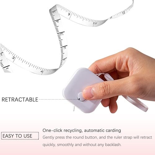 SlowVibes Bling White Diamond Retractable Body Measuring Tape, 60 Inch - color: White