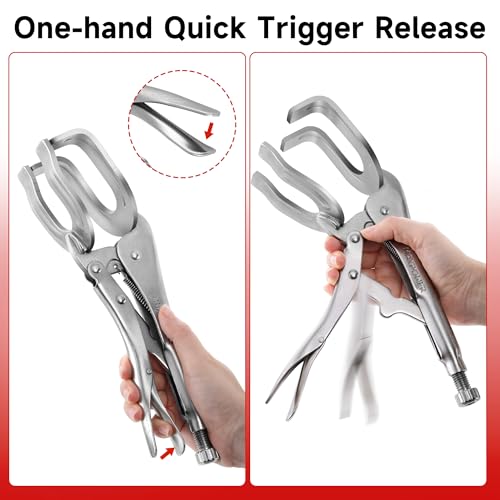 MAXPOWER 10-inch Locking Pliers Welding Clamp, U-shaped Jaw Max Capacity Up to 3.54", 2-Piece Locking Welding Clamps