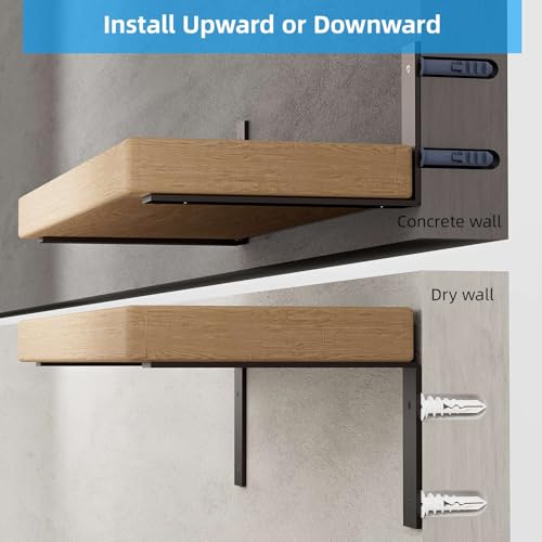 6-Pack Heavy Duty 6-Inch Black Shelf Brackets, L Shelf Bracket 6Inch for Floating Shelves, 1/5-Inch Thick - color: Black 6Pack, size: 6 Inch