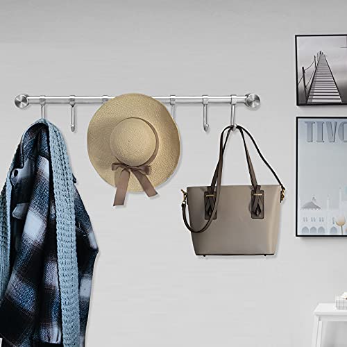 Pot Hangers 16 Inch Wall Mount Or Under Cabinet Hanging Bars With 7 Sliding Hooks Per Rod, 304 Stainless Steel Heavy Duty Pot Rack Kitchen Organizer Utensil Cups Handling Versatile Space Saving