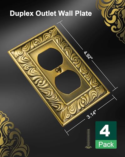 4-Pack Paisley Pattern Duplex Outlet Cover Plate,Metal Switch Plates - style: 1 Duplex 4PK