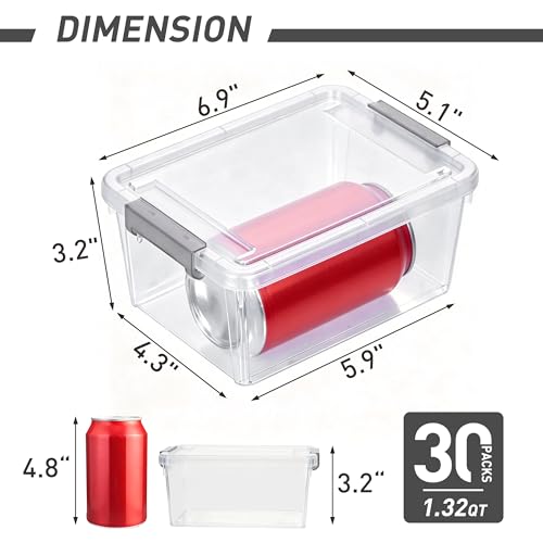Citylife 30Packs 1.3Qt Small Storage Bins with Lids,Stackable Clear - color: Clear White, size: 1.3 QT(30 Pack)