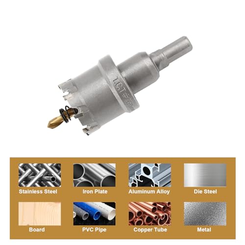 1-3/8'' TCT Hole Saw Kit Tungsten Carbide Tipped Hole Saw Drill Bit with Titanium-Plated Pilot Drill bit for Metal, Stainless Steel, Iron (35MM) - size: 35MM | 1-3/8''
