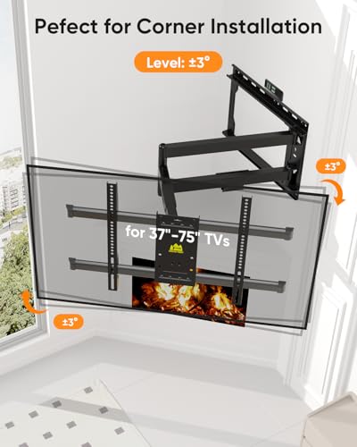 FORGING MOUNT Corner TV Wall Mount for Most 37-75 Inch TVs up to 99lbs - size: Fits 37"-75" TVs