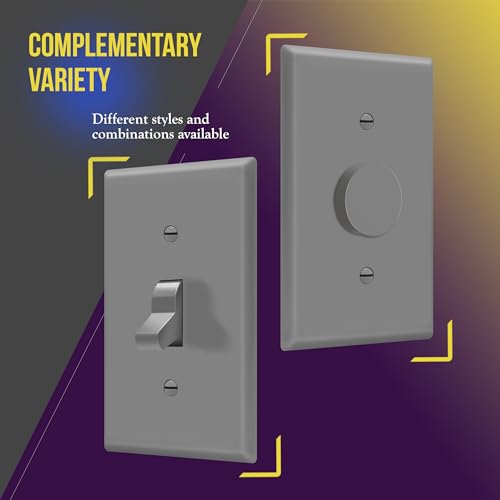 ENERLITES 10 Pack Light Switch Cover Plate for Toggle Wall Switch, Gray - color: Gray, size: 10 Pack