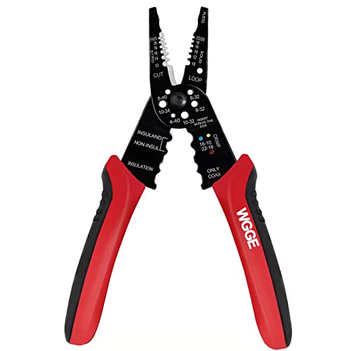 WGGE WG-015 Professional Wire Stripper, Wire Cutter and Wire Crimper 8-inch