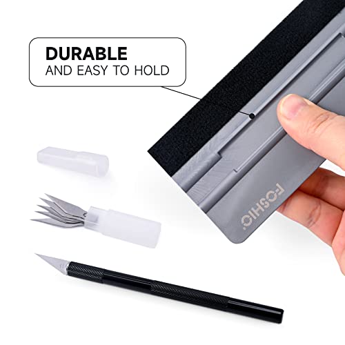 FOSHIO Felt Squeegee Craft Knife Window Tint Kit, 6 Inch Squeegee for Vinyl, Exacto Knife with Extra 5PCS Blades Window Tint Tools, Vinyl Wrap Tool for Window Film, Wallpaper, DIY Craft, Graphic Decal