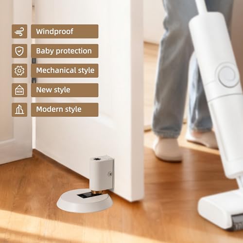 PANALI Windproof Door Stopper, Brass Mechanical Door Stop, 1 Pack, White - color: White