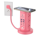 Power Strip Tower, kakyanill Charging Station 9 AC Outlets 8 USB Ports - color: Pink, size: 24W