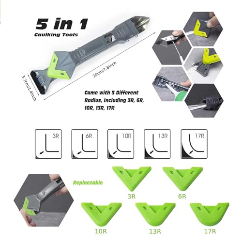 Caulking Tool 5 in 1, Caulk Remover & Sealant Finishing Tool, 10-Piece Kit