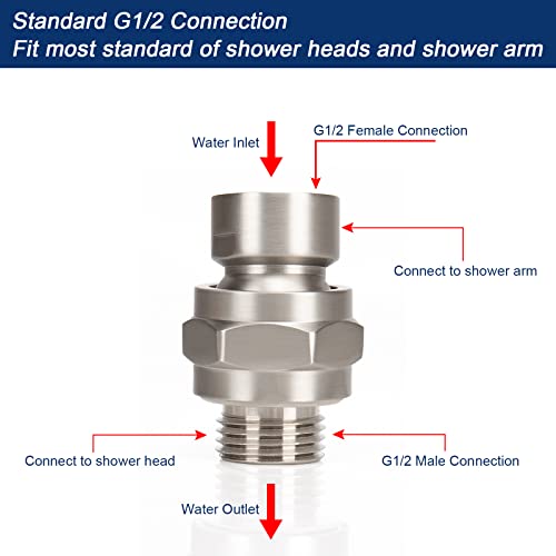 NearMoon Shower Head Swivel Ball Adapter - Solid Brass Shower Connector Ball Joint Adjustable Universal Shower Arm Extension Component (Brushed Nickel) - color: Brushed Nickel