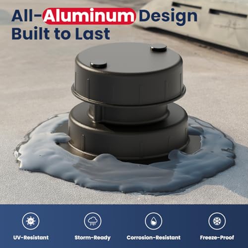 Safoner Aluminum RV Plumbing Vent Cap, Roof Sewer Vent Replacement - color: Black