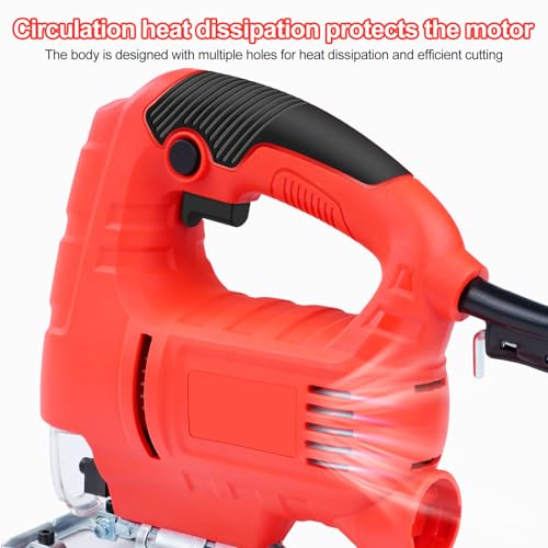 Jadeshay Electric Jig Saw, 800W 6-Speed Adjustable Woodworking Tool with Tilt & Precision Cutting