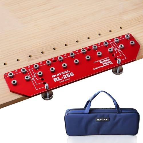 RUITOOL Shelf Pin Jig, 11-Hole Aluminum Shelf Hole Jig with Built-in Clamp - style: 11 Holes