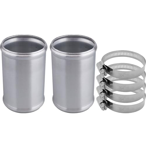 AC PERFORMANCE 2.5" (63mm) OD Aluminum Alloy Hose Joiner Silicone Pipe Connector Bead, 4" Length with 304 SS Clamps, Pack of 2 - size: 2.5" (63mm) - 2PCS