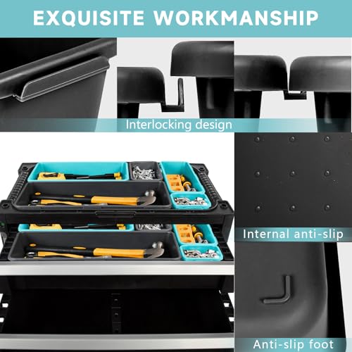 Tool Box Organizer Tray, 60 PCS & 5 Sizes, Black and Sky Blue - color: Black & Sky Blue: 60 PCS