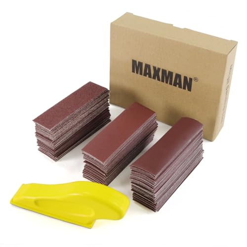 MAXMAN Micro Sander Paper Kit, 100Pcs Sandpaper Assortment, for Wood Crafts - style: Red 80-2000 Gri