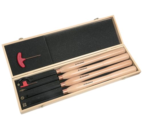 20" Full Size 4 PCS Carbide Wood Lathe Turning Tool Set, Including Swan Neck Hollower, Rougher, Finisher, Detailer, Titanium Coated Carbide Blades 2X Extended Service Life, Beech Wood Handle - size: 20INCH 4PCS