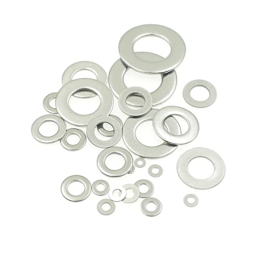Metric M1.6 to M12 Flat Washers Assortment Kit,304 Stainless Steel,for M1.6 M2 M2.5 M3 M4 M5 M6 M8 M10 M12 Screws/Bolts