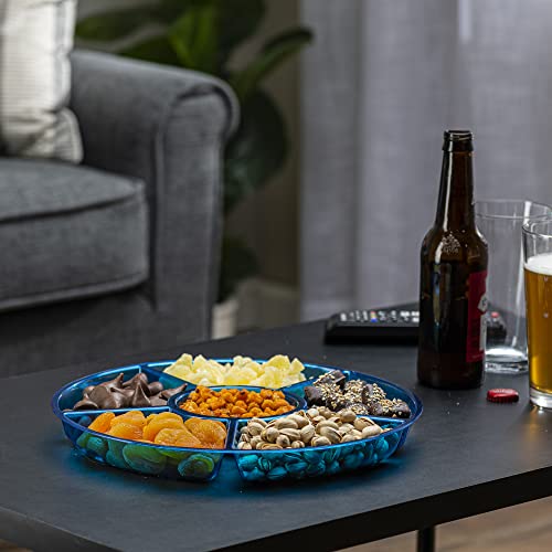 Plasticpro 6 Sectional Round Plastic Serving Tray/Platter (2, Blue) - color: Blue