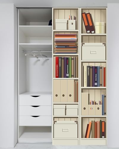 FLFK Door Mural Sticker - White Bookcase, Peel and Stick, Combined Size 30.3"x78.7", Split into 2 Pieces - color: Mt996, size: 30.3"x78.7"