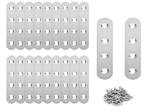20PACK 3INCH X 0.6INCH Stainless Steel Straight Flat Bracket Repair Plate Brace,Mending Joining Plates for Wood, Board, Bed Frame, Furniture & Shelves,with Screws - size: 20PACK 3INCH X 0.6INCH