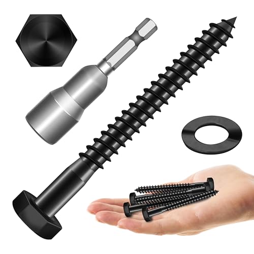 MYWISH (20Sets) 1/4" x 3" Hex Head Lag Bolts, Heavy Duty Lag Screws with Washers, 304 Stainless Steel Bolts 18-8, Lag Screws Wood Screws, Partial Thread Black Oxide, 1/4 Bolt - size: 1/4 x 3" (20 set)